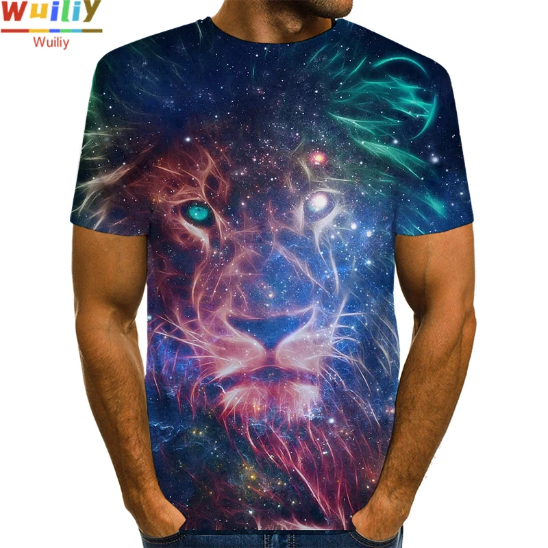 Футболка Мужская/женская с 3D-принтом льва Спортивная тенниска в стиле хип-хоп