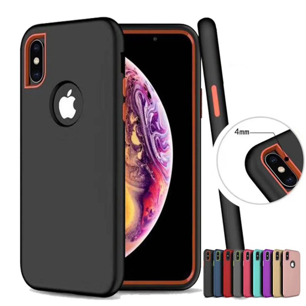 Силиконовый ПК прочный ударопрочный чехол для iPhone 6S 6 7 8 Plus 11 Pro X XS XR Max защитный 3 в 1