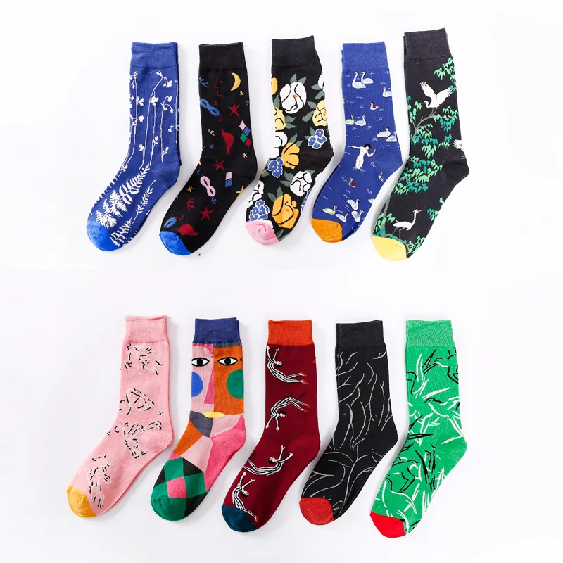 Забавные уличные длинные носки мужские с абстрактным рисунком унисекс женские в