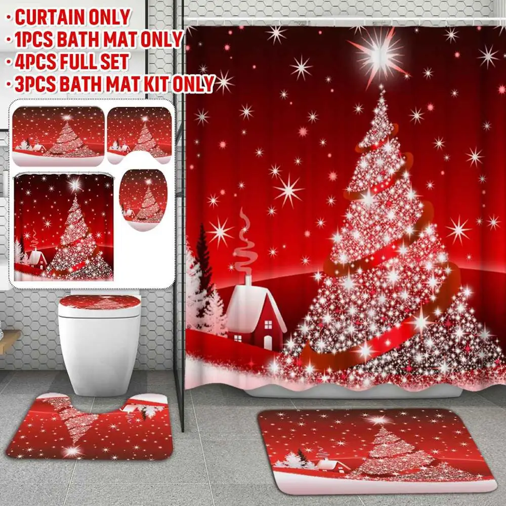 Рождественская декоративная занавеска для душа нескользящий ковер ванной