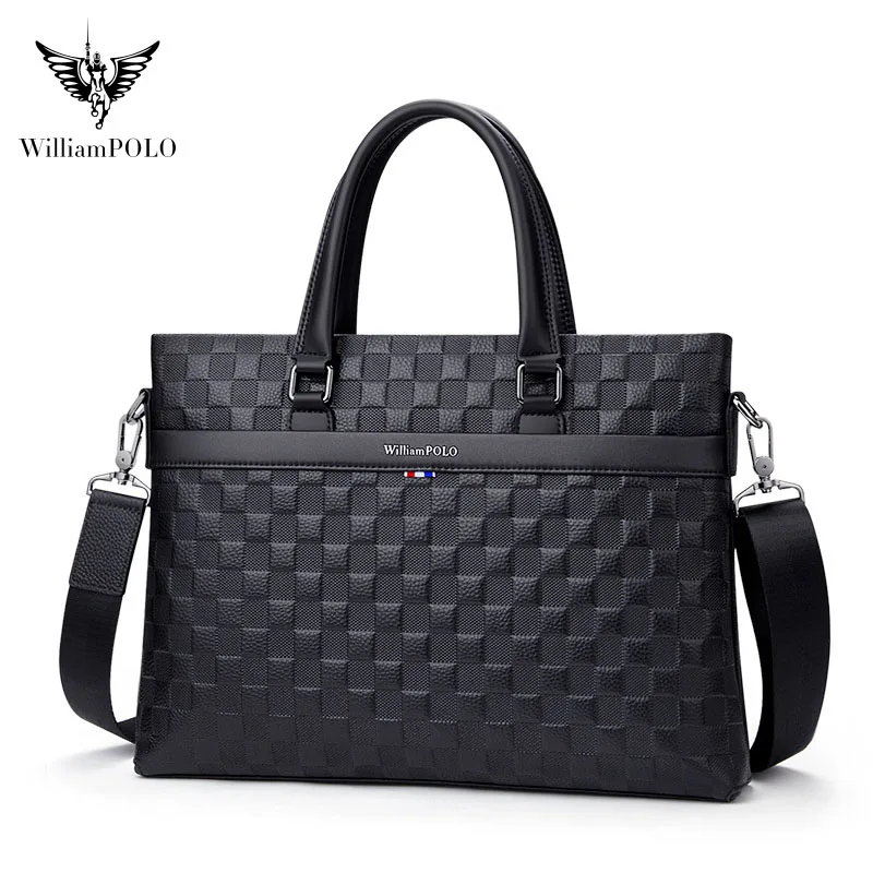 Мужской портфель в клетку WILLIAMPOLO Повседневная деловая сумка на плечо с съемным