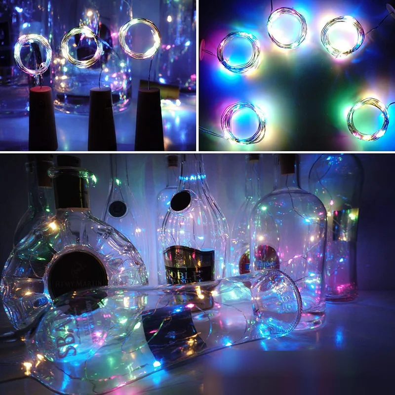 

Battery Powered Garland Wine Bottle Lights with Cork 2M 20LED Copper Wire Colorful Fairy Lights String for Party Christmas Decor
