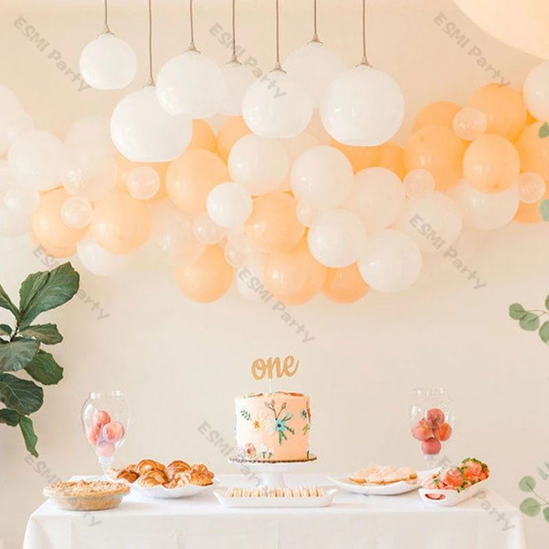 

70pcs Cream Peach Balloons Garland Chain DIY Wedding Decoration Matte White Ballon Arch Kit Baby Shower Birthday Party Decor