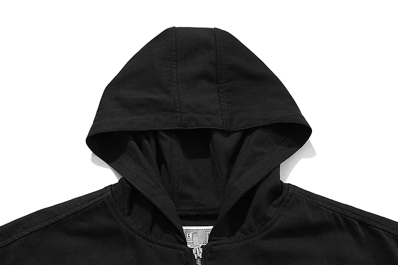 

CE CAV high street solid color casual sweater Street loose zipper coat Hooded Sweater