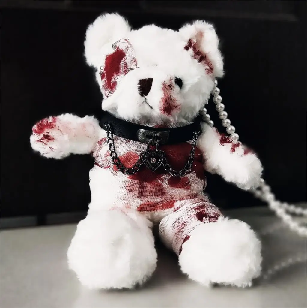 

Lolita Hand-made Bear Bag Dark Bloody Sick Handicapped Bear Bag