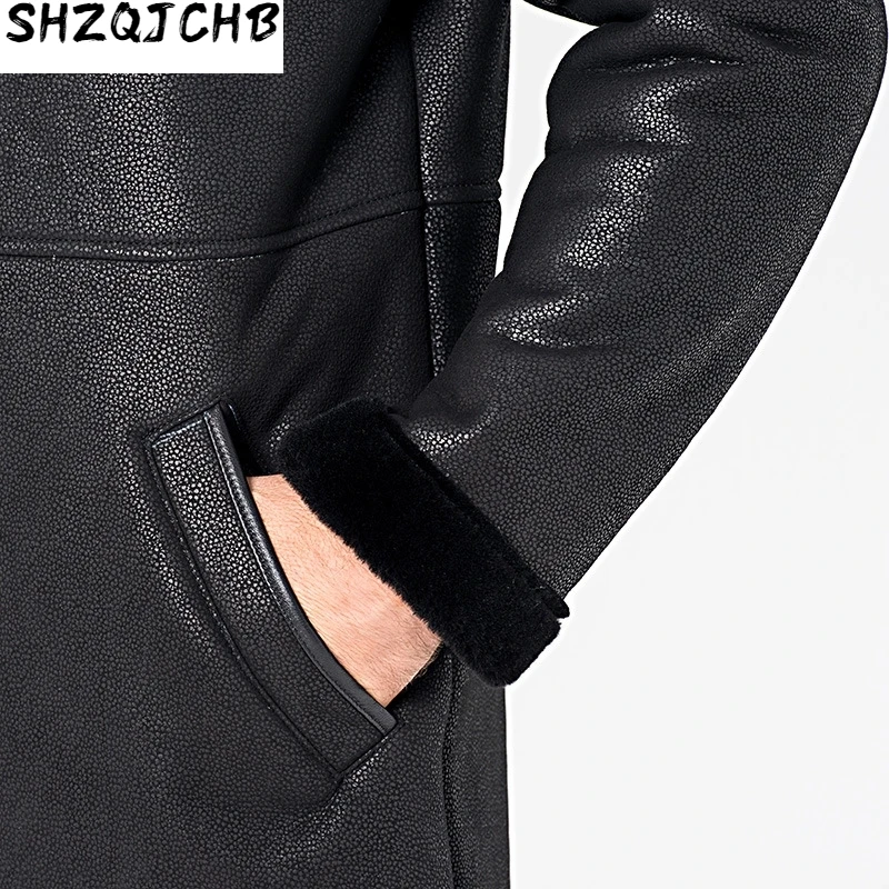 

JCHB 2021 Genuine Leather Jacket Winter Jacket Men Real Sheepskin Coat for Men Natural Lamb Fur Warm Jackets Jaqueta Couro 87067