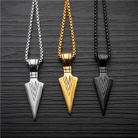 kkchic hot selling titanium steel jewelry retro personalized spear arrow pendant hip hop punk style necklaces for men gift