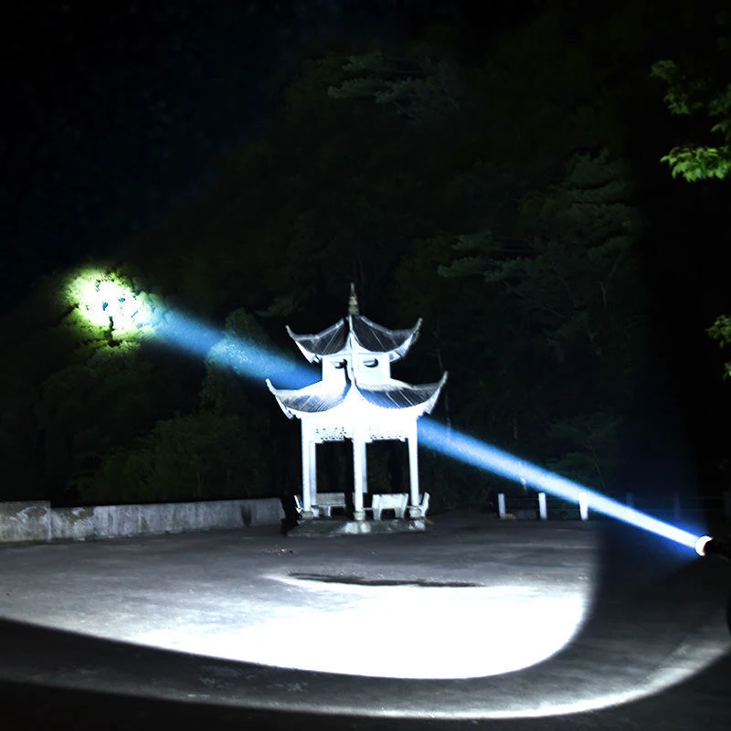 

250W Handheld Spotlight Portable USB Rechargeable LED Searchlight Lantern Flashlight Waterproof with Side Light For Camping Fish