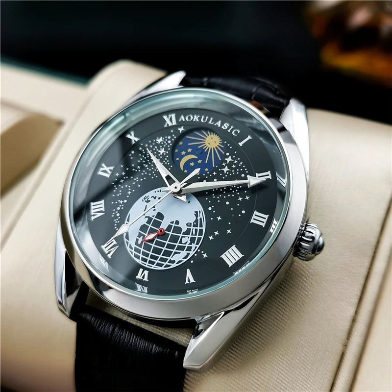 JOJOZ Watch Mechanical Watch Men's Watch Fully Automatic Starry Moon Phase Multi-function Casual Men's Watch