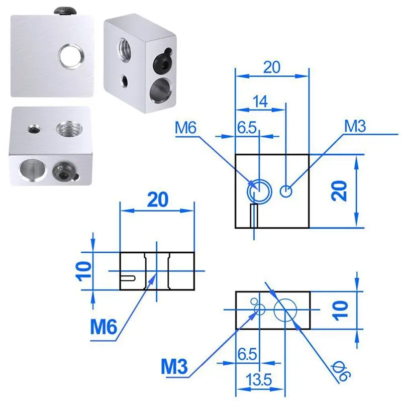 15pc/set 1.75mm Teflon Throat Tube+0.4mm Extruder Nozzle Print Heads+Heater Blocks Hotend For MK8 Makerbot ANET A8 3D Printer | Компьютеры