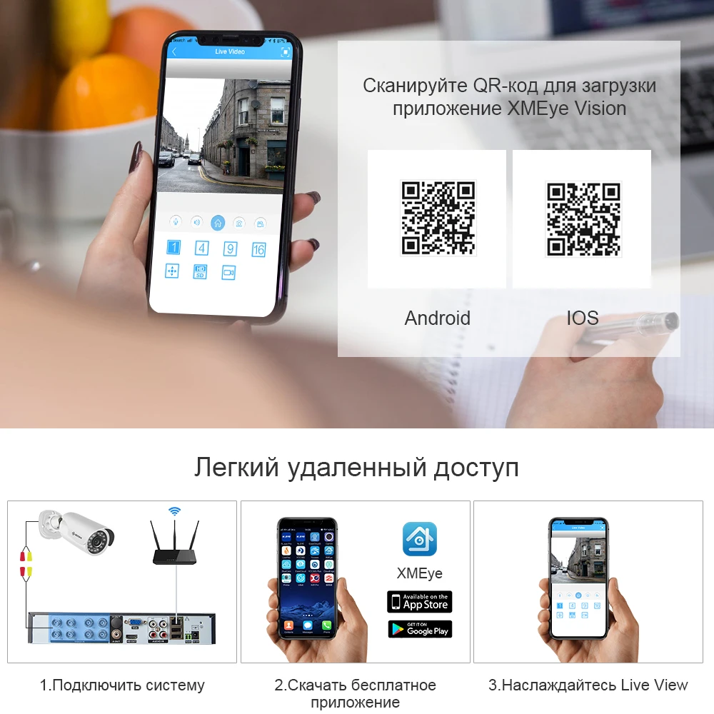 Комплект видеонаблюдения DEFEWAY 4CH система безопасности камеры 1080P HD наружная камера видеонаблюдения домашняя система видеонаблюдения