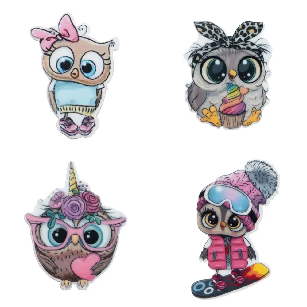 Акриловые товары для творчества в виде милой совы на Хэллоуин плоская задняя