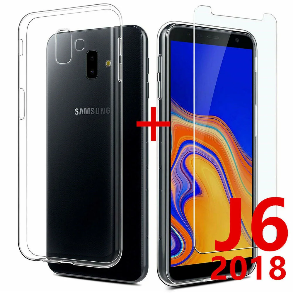 

Vitre Protection Film Verre tremp cran For Samsung J6 J6 Plus+ Coque Silicone