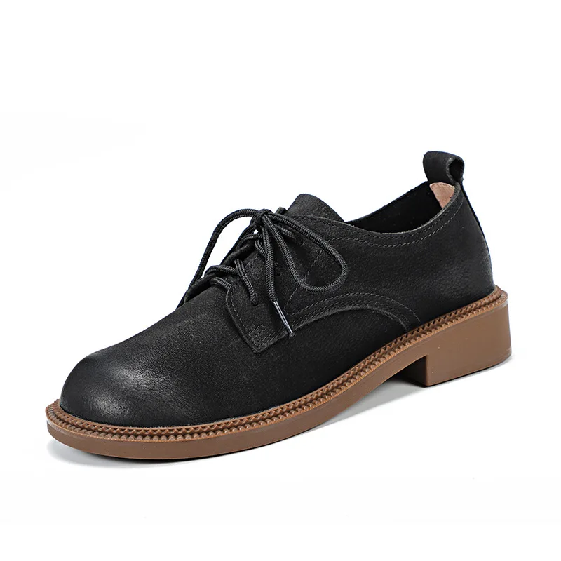 

Frosted Cowhide Women's Shoes Autumn/winter 2021 New Leather Shoes Women's Round Toe Leather Martin Boots Spot Low-top Shoes