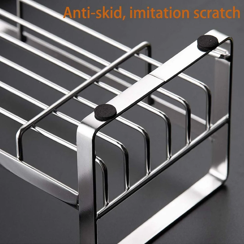 

Sponge Holder, Sponge and Soap Holder for Kitchen Sink, 304 Stainless Steel Kitchen Dish Soap Caddy Tray Organizer
