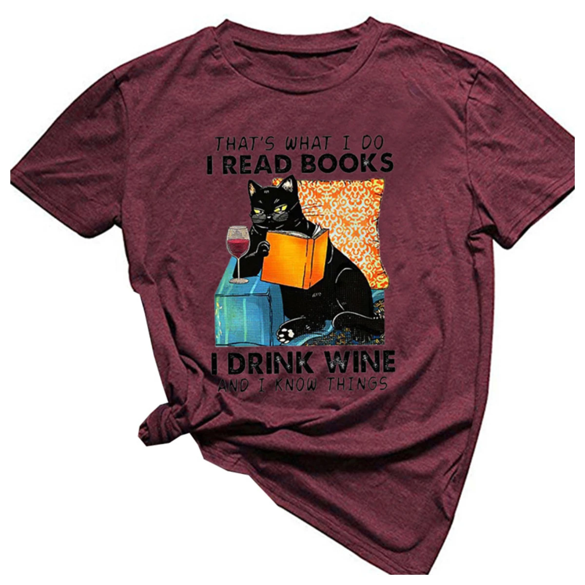 

Black Cat Cute Cartoon Print O-Neck Cotton Shirts THAT'S WHAT I DO I READ BOOKS Humor Slogan T-shirt 2021 Fashion Trend Tops Tee