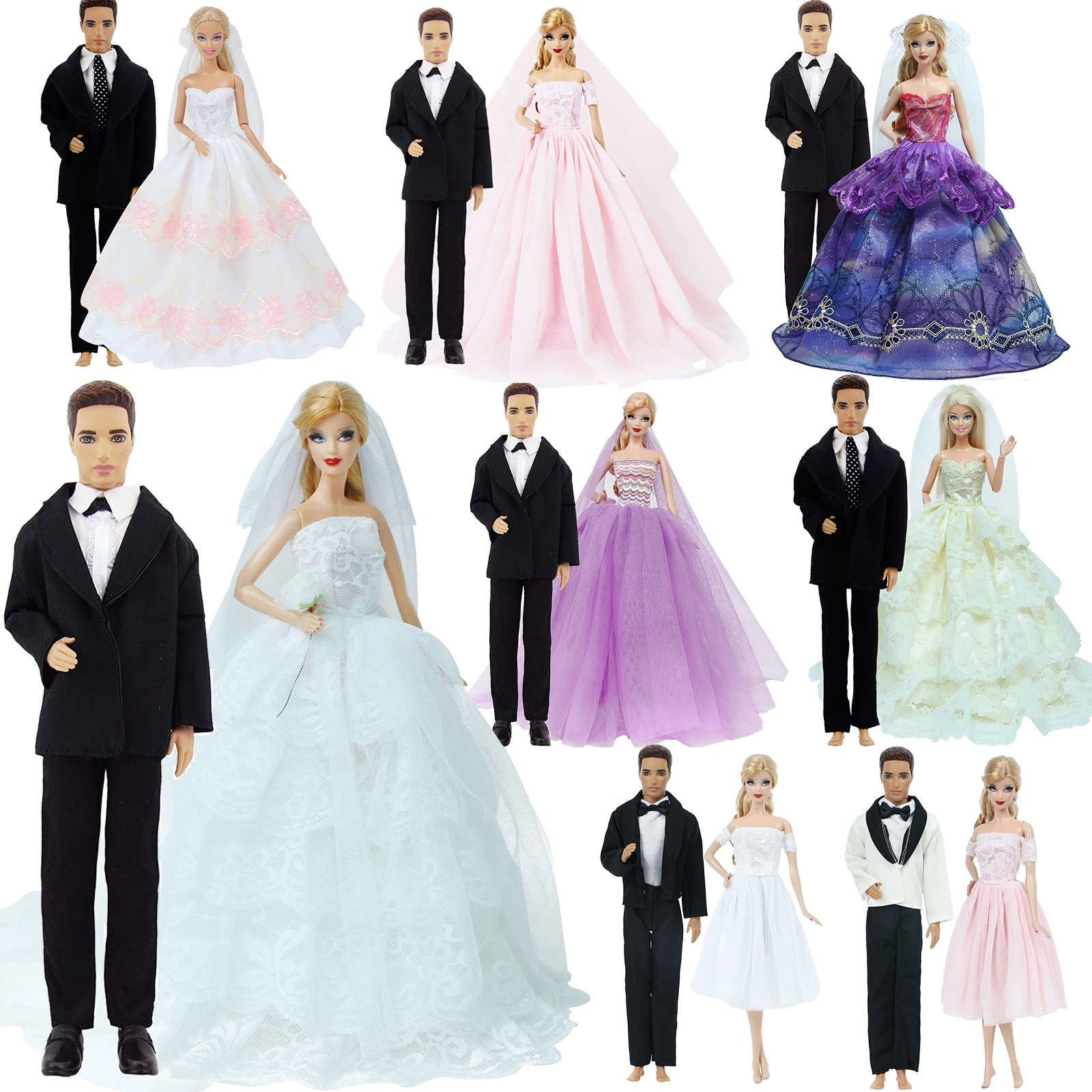 2 комплекта одежды мужской костюм смокинг + свадебное Платье многослойное