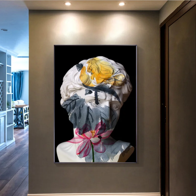 

Nordic Black and White David Head Sculpture Posters And Prints Wall Art Canvas Paintings Pictures Living Room Home Decoration