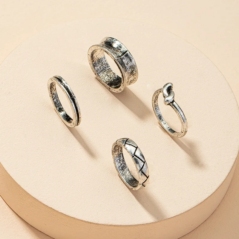 

Trendy Jewelry Four PCS Set Rings Vintage Temperament Hot Selling Metal Alloy Finger Rings For Girl Lady Gifts