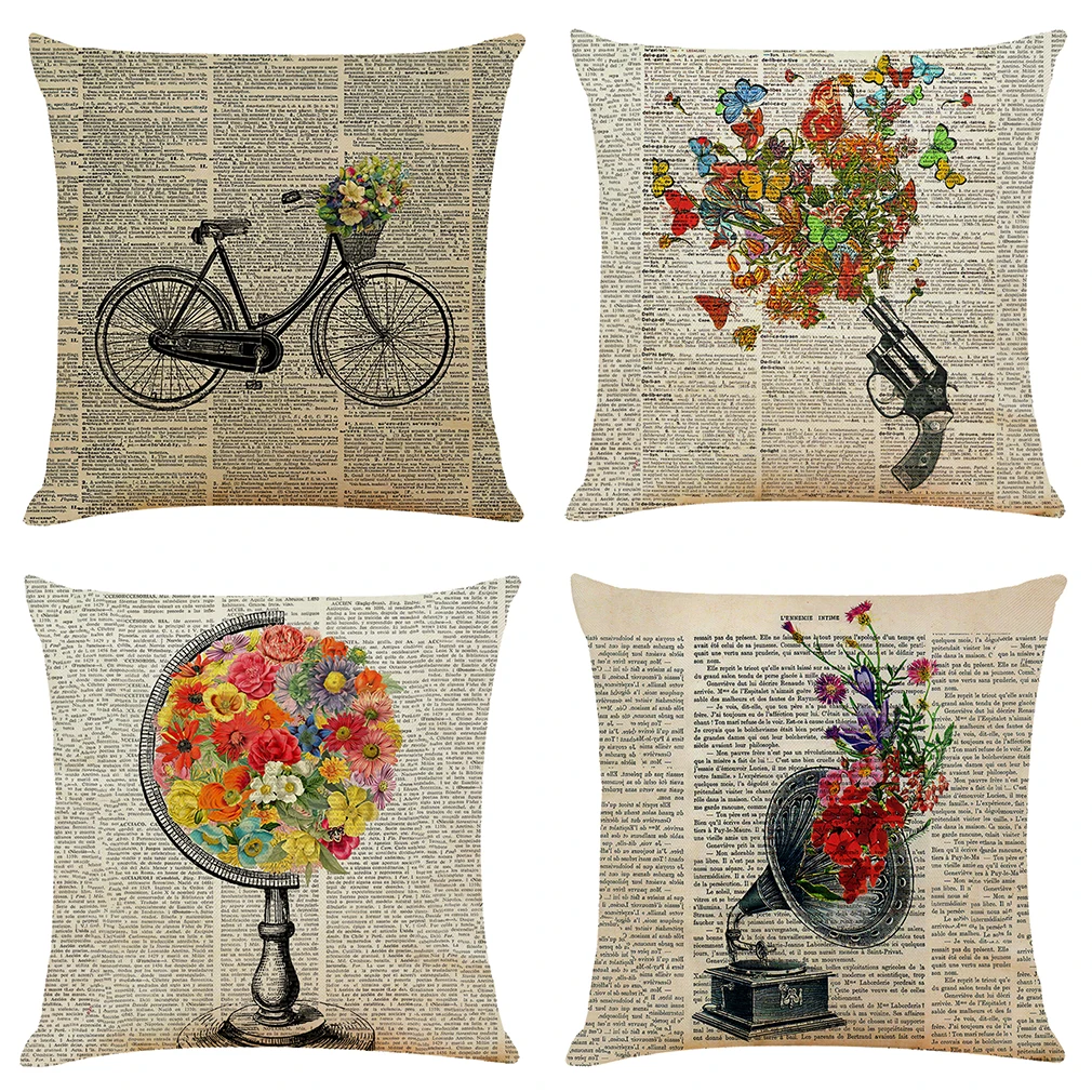 

Brand new newspaper girl cotton linen pillowcase car sofa cushion office home pillowcase 45x45cm
