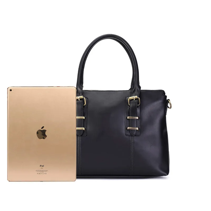 

2021 Business office Laptop bag Men Crazy horse PU Leather Handbag male Vintage Shoulder Bag Large capacity Travel Tote Solid