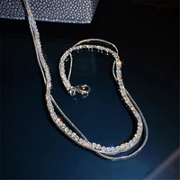 fashion luxury double layer zircon clavicle chain female short necklace gift for women