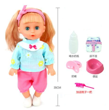 

35cm Blinking Feeding Drinking water pee and speak girl doll talking newborn doll vinyl bebe Reborn silicone Dolls child gift