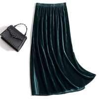 autumn winter velvet skirt large size office lady work clothes elegant split long skirts plus size bottoms l 6xl green black