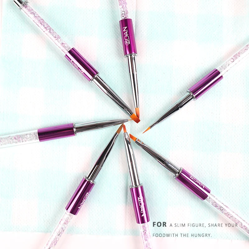 

BQAN Bright Purple Nail Art Line Painting Gel Brushes Crystal Acrylic Thin Liner Drawing Pen Manicure Tools UV Gel