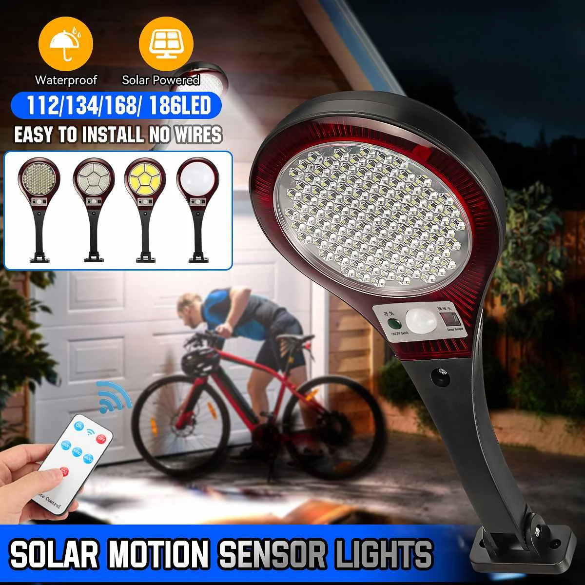 

Уличная настенная лампа на солнечной батарее, 3 режима COB светодиодный светильник с пассивным ИК датчиком движения для сада, системы безопасности, водонепроницаемый светильник для гаража с дистанционным управлением