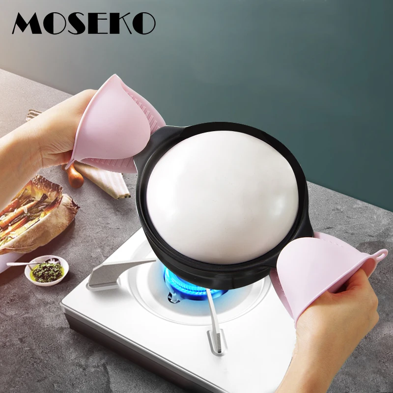 MOSEKO 1 шт. кухонные силиконовые термостойкие Прихватки для готовки в духовке перчатки для выпечки изоляционные антипригарные противоскользящие горшочки держатель для кишков зажим