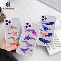 lovebay dolphin pattern transparent matte case for iphone 13 12 11 pro max xs max xr x 12mini 7 8 plus se 2020 shockproof cover