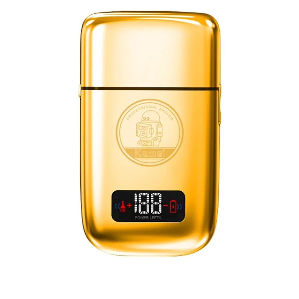 Cabeça de Óleo do Agregado Kemei Barbeador Elétrico Metal Alternativo Display Led Barbear Navalha Usb Familiar Barba Cabelo Clipper