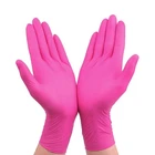 Одноразовые нитриловые перчатки XS для защиты рук от аллергии, защитные перчатки для работы, кухни, мытья посуды, механические перчатки розового, черного цветов