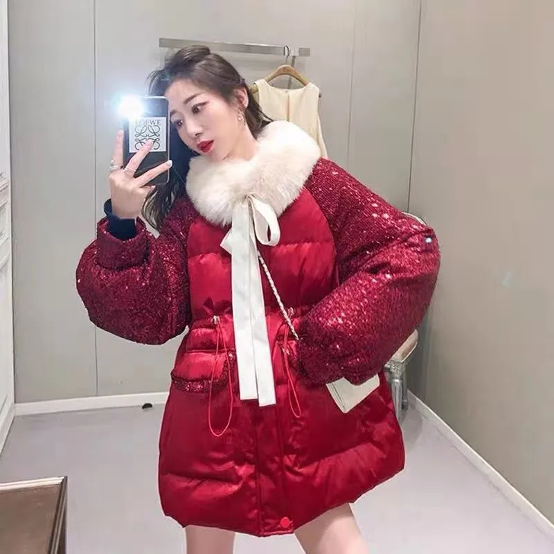 

Winter New 2020 Popular Down Cotton Jacket Oversize Women's Fashion Ins Hong Kong Style Thickened Medium Length Female Clothes