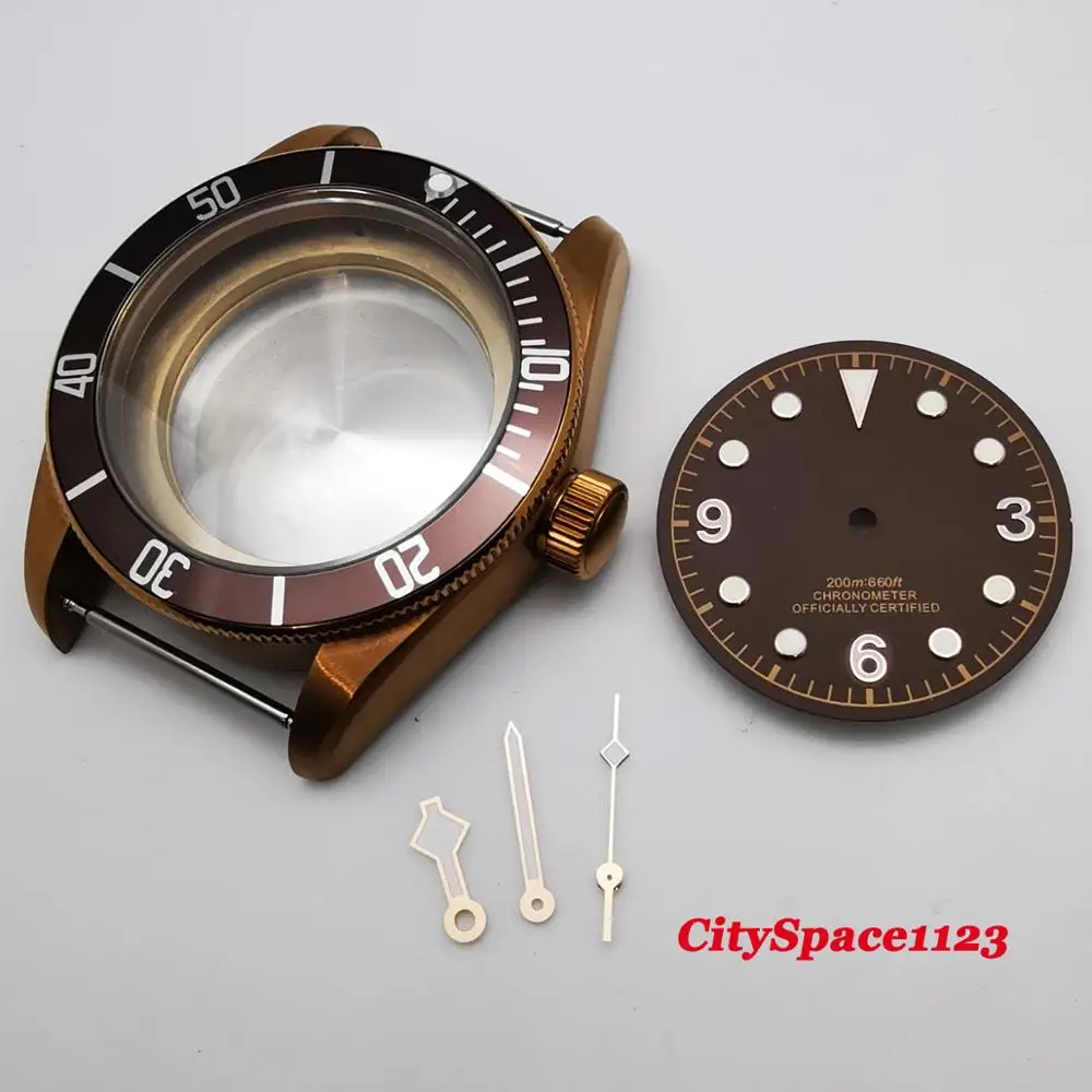 Мужские часы 41 мм латунные с pvd-покрытием чехол циферблат светящиеся руки