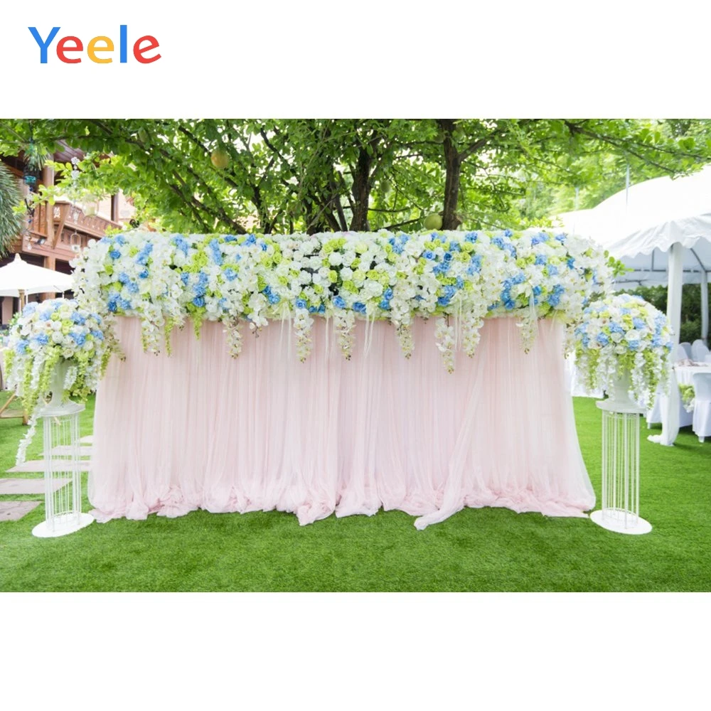 Фон для свадебной фотосъемки Yeele с изображением леса газона занавеса стола