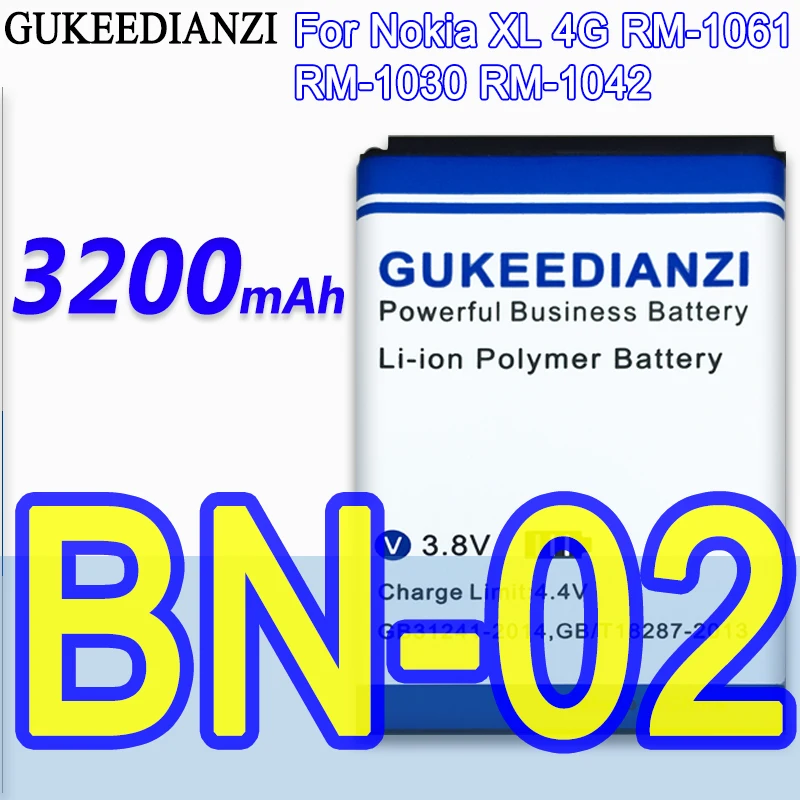 BN 02 100% Новый 3200 мА/ч литий ионный аккумулятор Батарея для Nokia XL 4G RM 1061 1030 1042