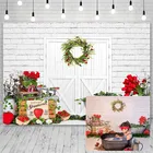 Фоны для фотосъемки Avezano с рождеством, зимним венком, клубникой и цветами, декор для фотостудии