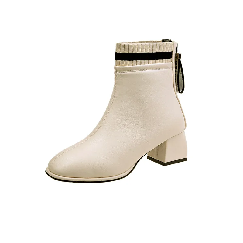 

Online Celebrity Thin Boots Thick Heel Martin Boots 2020 Autumn and Winter New Cashmere Boots Chelsea Boots Shoes for Women