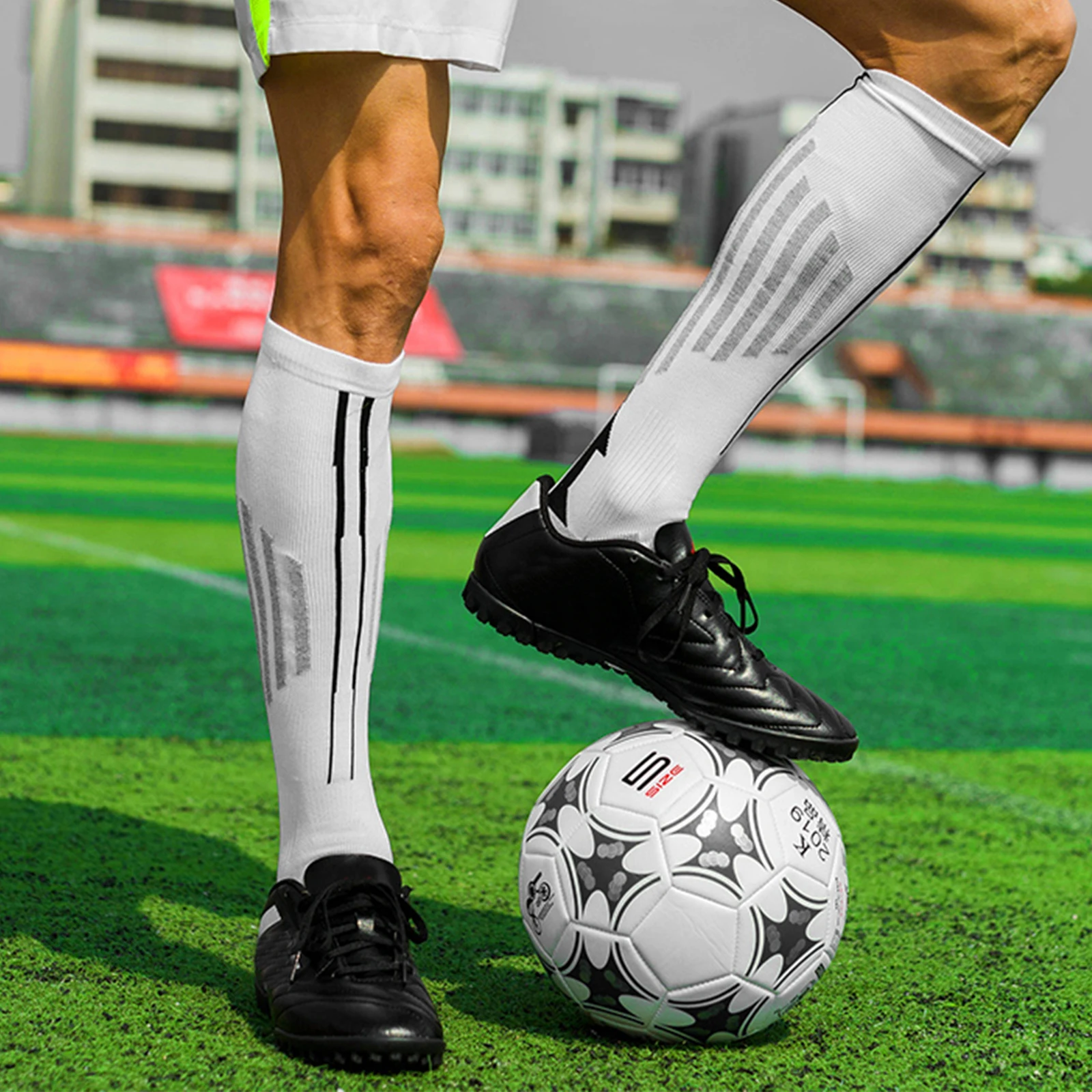 

Cotton Compression Men Sport Socks Breathable Non-slip Long High Sock Stocking Running Marathon Golf Athletic Socks White 1 Pair