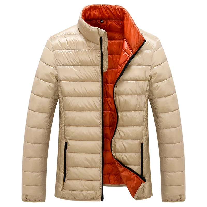 020 Khaki Новые модные повседневные сверхлегкие мужские куртки на утином пуху осенне-зимнее пальто мужские легкие куртки на утином пуху мужские пальто - Цвет: 020 Khaki