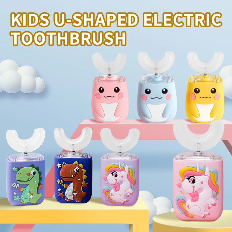 

Kids Sonic Electric Toothbrush Silicon Automatic Ultrasonic Tooth Brush Cartoon Pattern Children 360 Degrees U shaped XaoMi