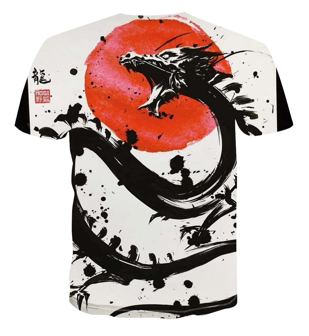 

2021 summer new fashion hot sale Chinese pattern 3D printing personalized dragon T-shirt casual and versatile men's round neck