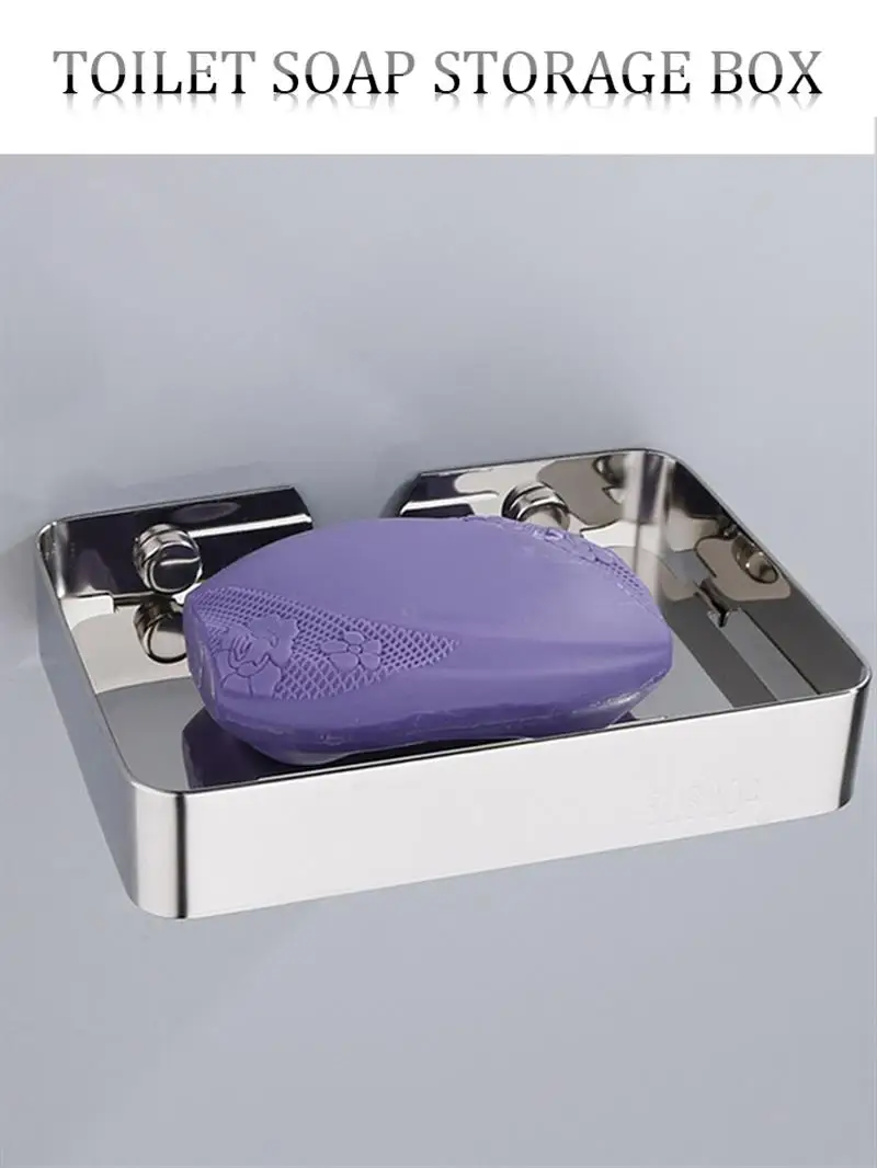 

Soap Dish Holder Stainless Steel Draining Soap Box Self-Adhesive No Drilling for Toilet Bathroom Shower 2021 the new