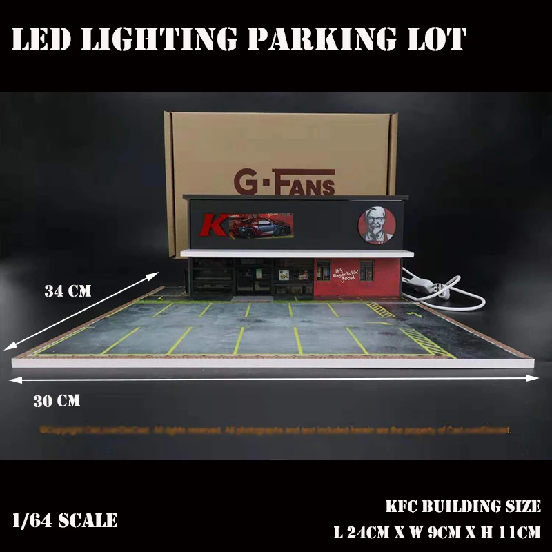 

Diorama POP Toys Gfans Fast Food Parking Lot LED Lighting Vehicle Display Collection Display USB Connector