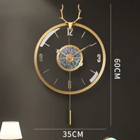 nordic modern luxury wall clock metal copper deer head creative large clocks wall home decor living room silent watch horloge