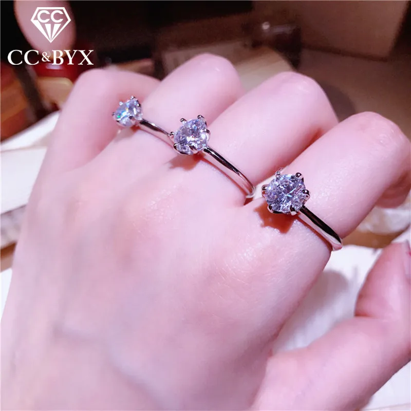 CC S925 ювелирные кольца для женщин серебряного цвета 1.25ct кубический цирконий 6