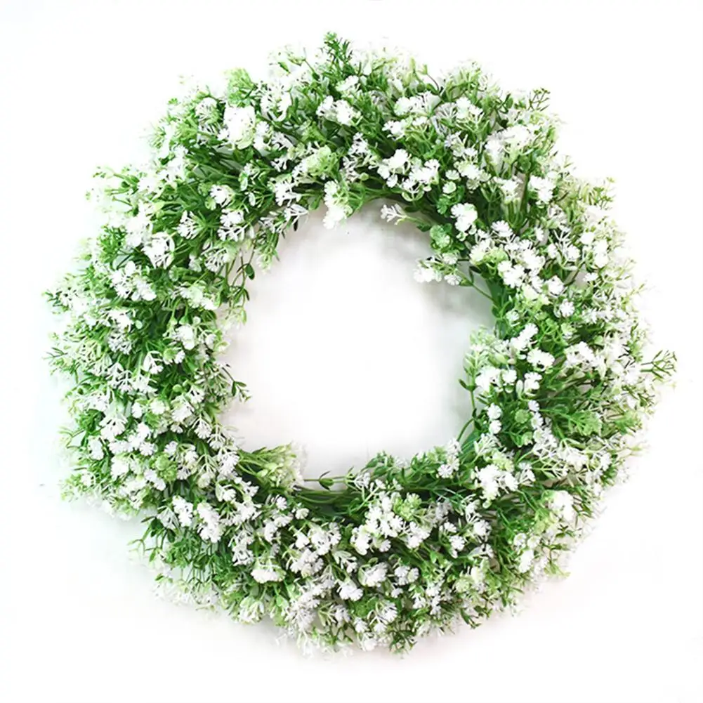 

Artificial Wreath Green Leaves Wreath With Metal Hanger With Flowers For Photography Wall Decor