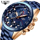 Часы наручные LIGE Мужские кварцевые, модные брендовые Роскошные спортивные с хронографом из нержавеющей стали, 2019